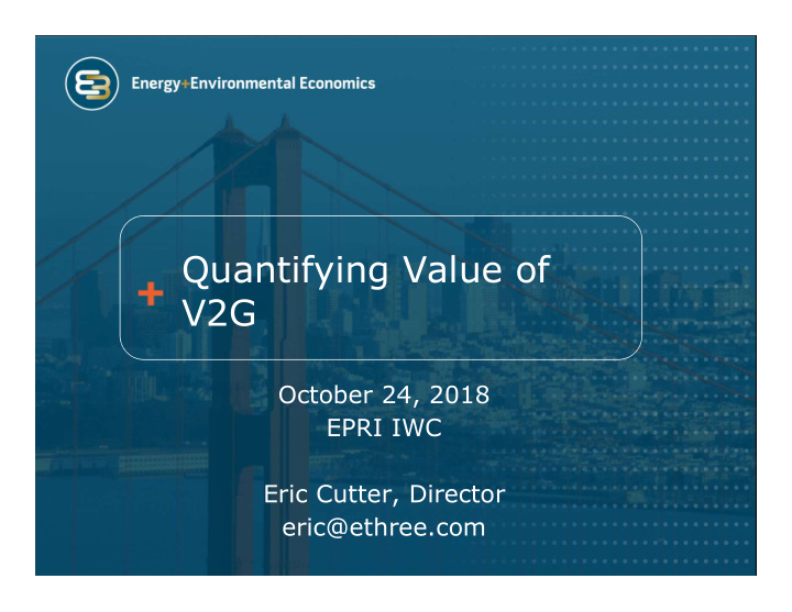 quantifying value of v2g