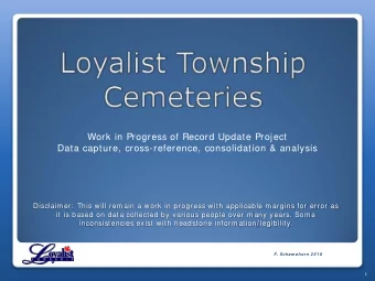 Work in Progress of Record Update Project  Data capture, cross-reference, consolidation &amp;