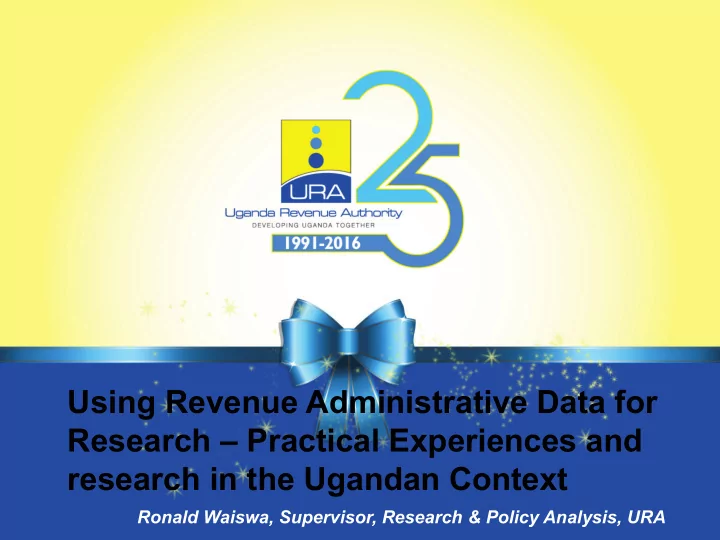 using revenue administrative data for research practical