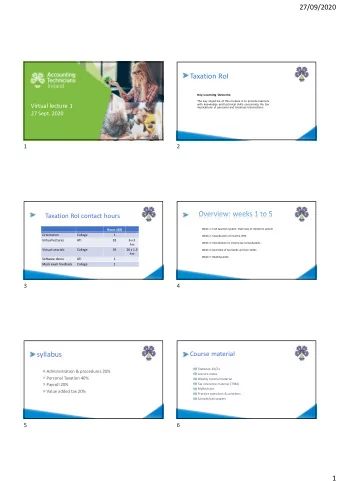 Taxation RoI  Key Learning Outcome  The key objective of this module is to provide learners  with