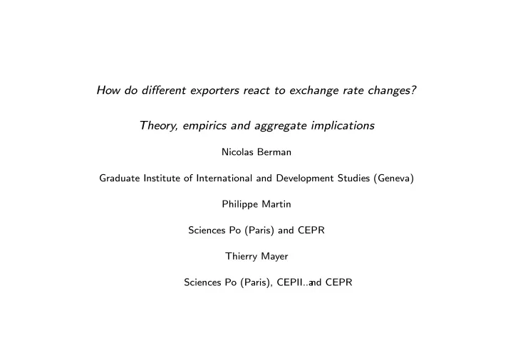 how do di ff erent exporters react to exchange rate