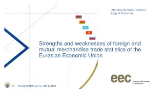 Eurasian Economic Union 14  15 November 2019, Nur-Sultan  History of the formation of Eurasian