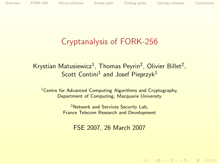 cryptanalysis of fork 256