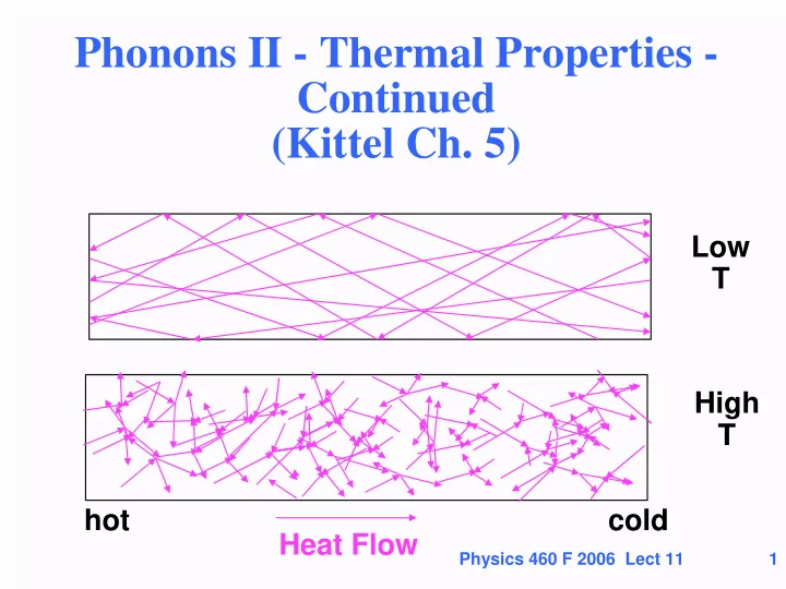 phonons ii thermal properties continued kittel ch 5