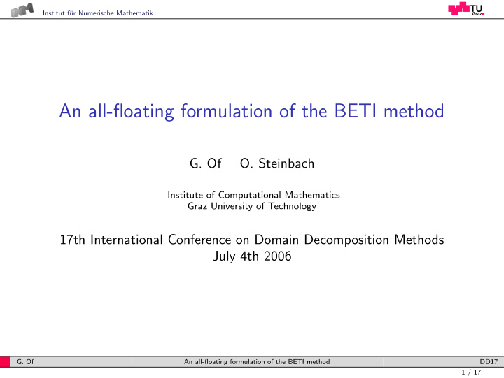 an all floating formulation of the beti method