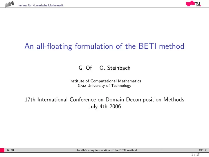an all floating formulation of the beti method