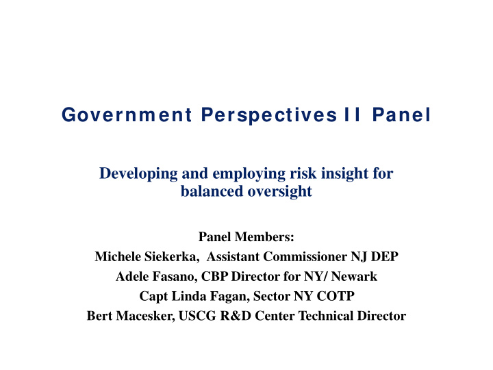 governm ent perspectives i i panel