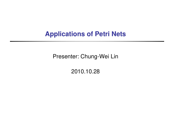 applications of petri nets