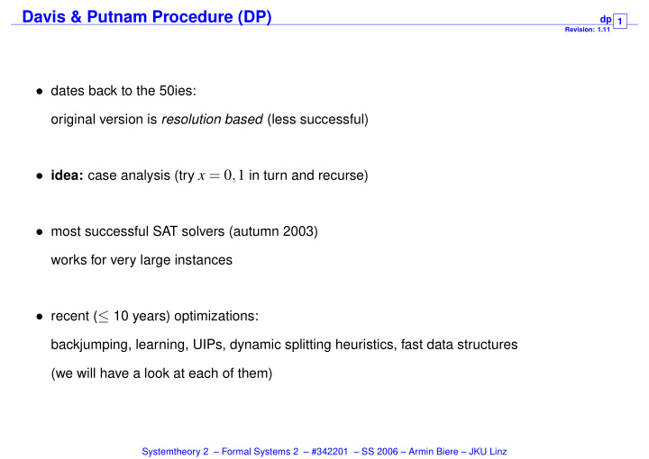 davis putnam procedure dp