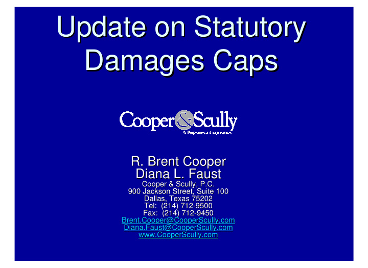 update on statutory update on statutory damages caps
