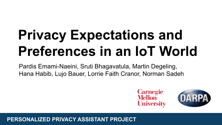 privacy expectations and preferences in an iot world