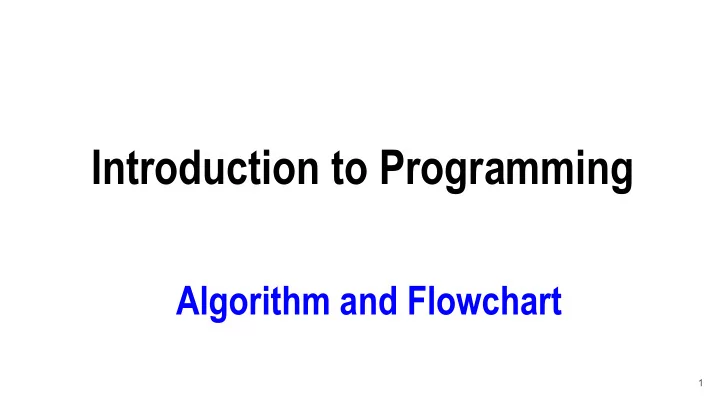 introduction to programming
