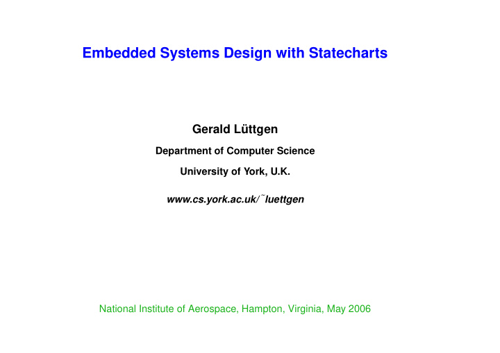 embedded systems design with statecharts