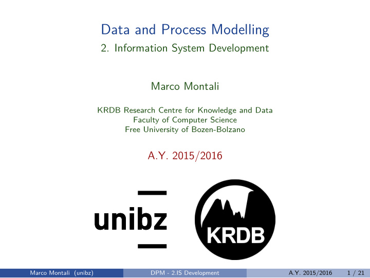 data and process modelling