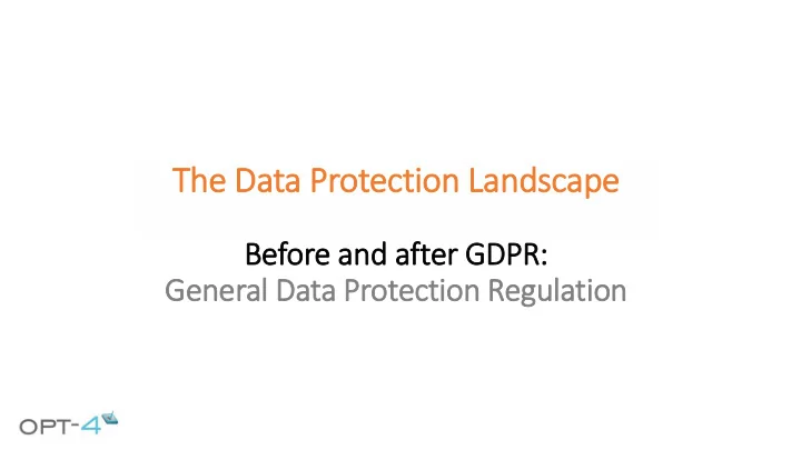 the data protection landscape