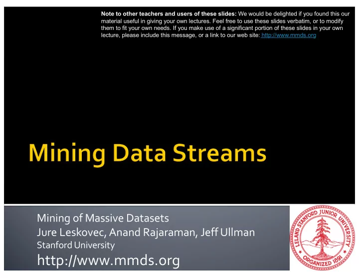 http mmds org in many data mining situations we do not