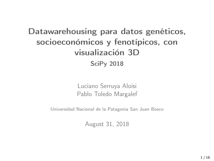 datawarehousing para datos gen ticos socioecon micos y