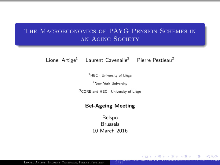 the macroeconomics of payg pension schemes in an aging