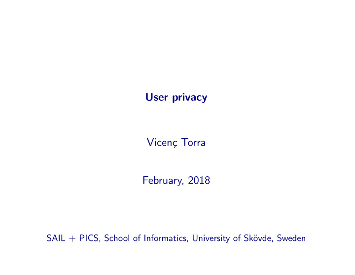 user privacy vicen c torra february 2018