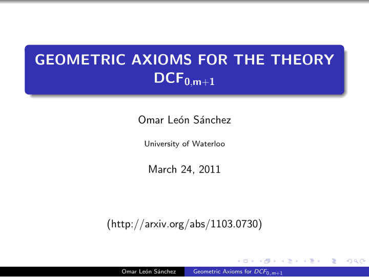 geometric axioms for the theory