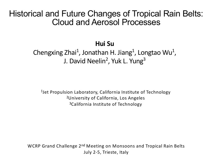 historical and future changes of tropical rain belts