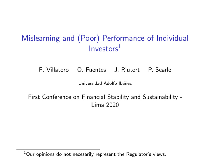 mislearning and poor performance of individual
