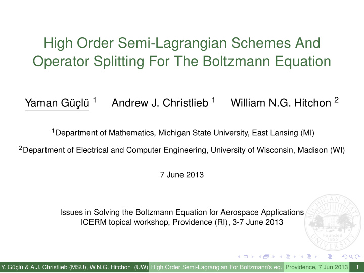 high order semi lagrangian schemes and operator splitting
