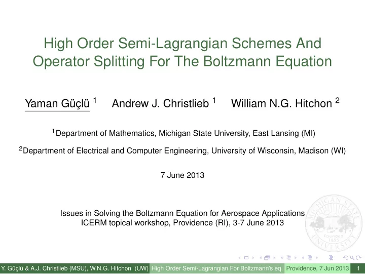 high order semi lagrangian schemes and operator splitting