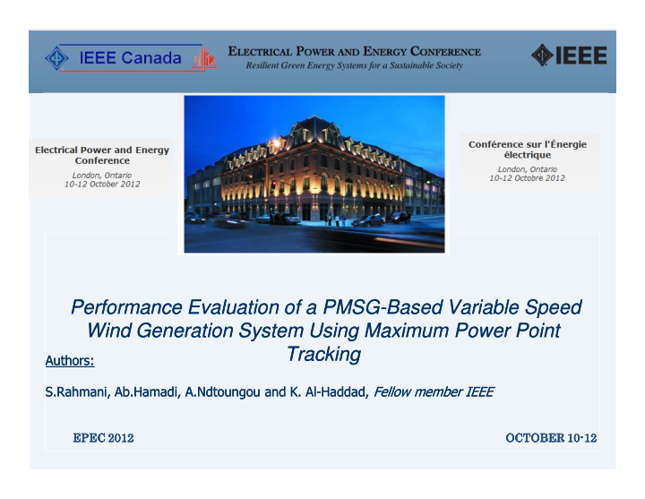 performance evaluation of a pmsg performance evaluation