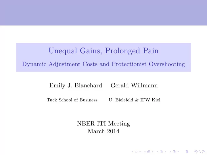 unequal gains prolonged pain