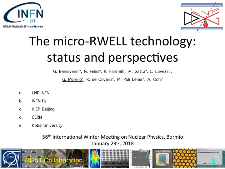the micro rwell technology status and perspec ves
