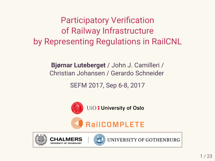 participatory verifjcation of railway infrastructure by