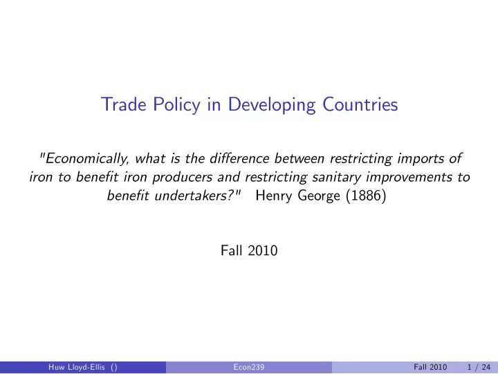 trade policy in developing countries