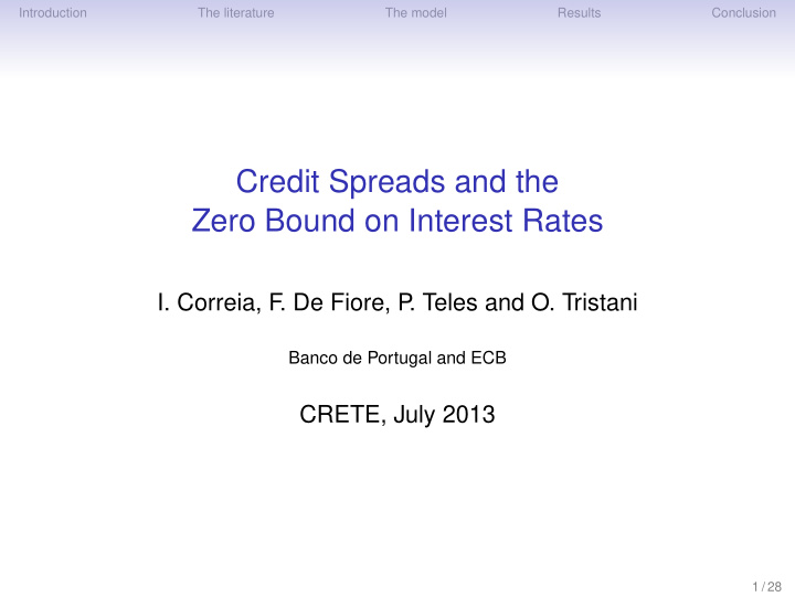 credit spreads and the zero bound on interest rates