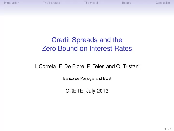 credit spreads and the zero bound on interest rates