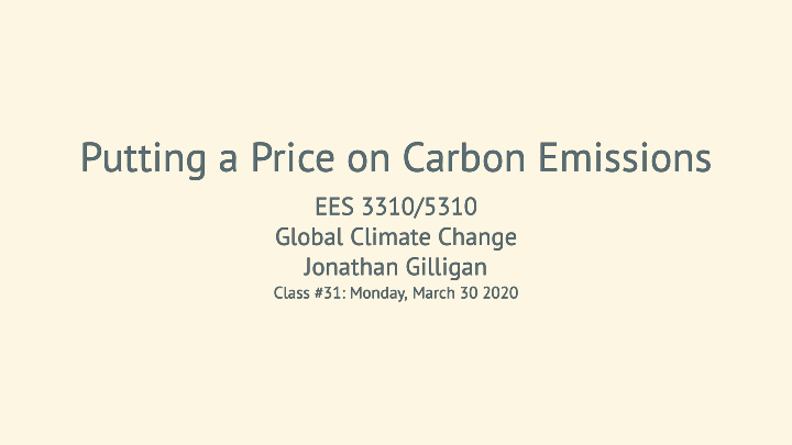 putting a price on carbon emissions putting a price on