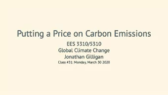 Putting a Price on Carbon Emissions  Putting a Price on Carbon Emissions  EES 3310/5310  EES