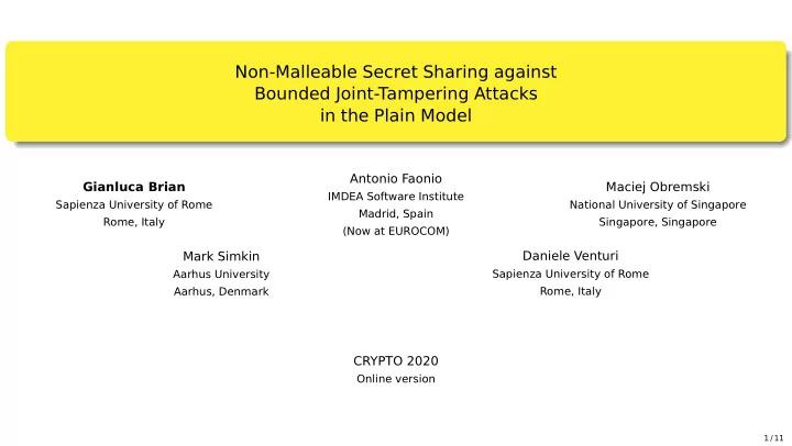 non malleable secret sharing against bounded joint