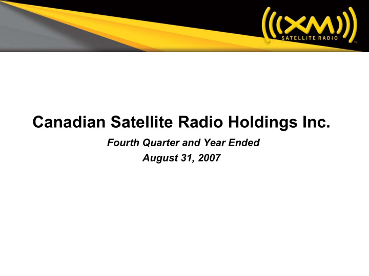 canadian satellite radio holdings inc