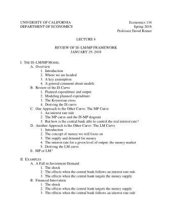 UNIVERSITY OF CALIFORNIA  Economics 134  DEPARTMENT OF ECONOMICS  Spring 2018  Professor David