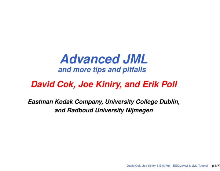 advanced jml