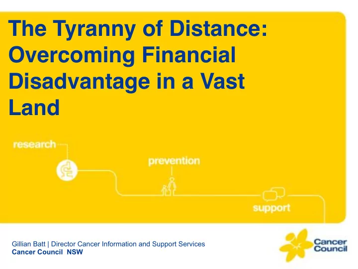the tyranny of distance overcoming financial disadvantage
