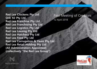 First Meeting of Creditors  Orlc 92 Pty Ltd  12 April 2018  Red Lea Franchise Pty Ltd  Red Lea