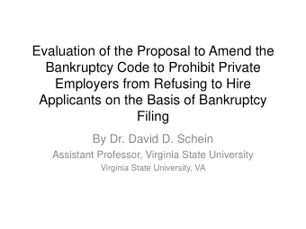 Bankruptcy Code to Prohibit Private  Employers from Refusing to Hire  Applicants on the Basis of