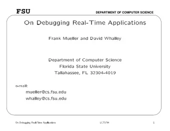 FSU  Depa  rtment  of  Computer  Science  DEPARTMENT OF COMPUTER SCIENCE  Flo  rida  State