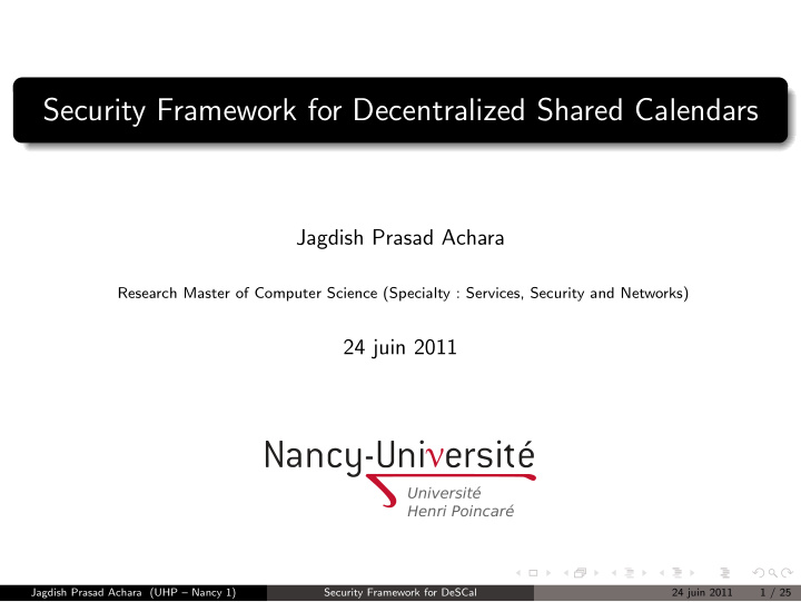 security framework for decentralized shared calendars