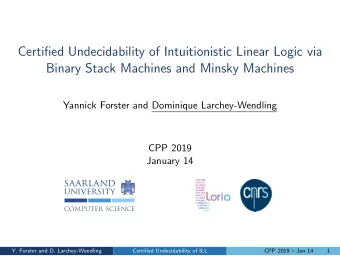 Certified Undecidability of Intuitionistic Linear Logic via  Binary Stack Machines and Minsky