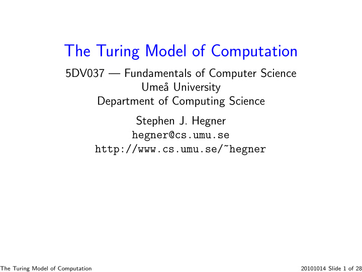 the turing model of computation