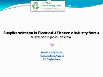 Supplier selection in Electrical &amp;Electronic industry from a  sustainable point of view  By: