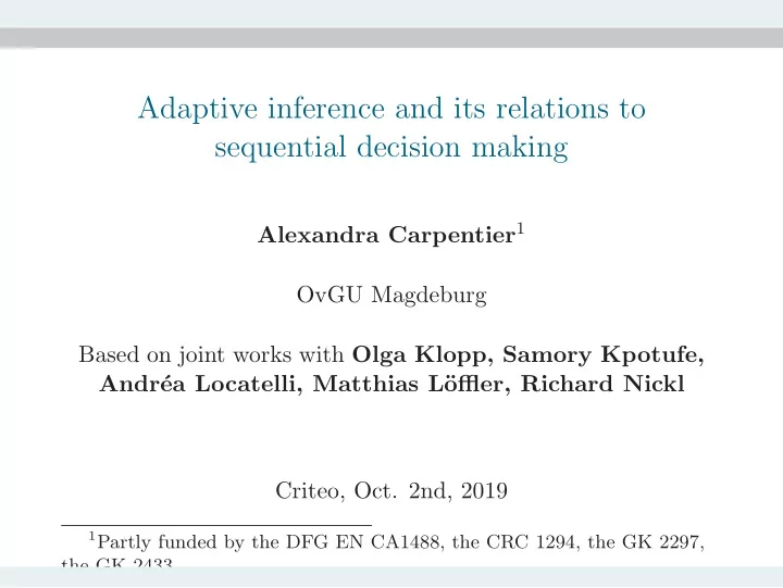 adaptive inference and its relations to sequential